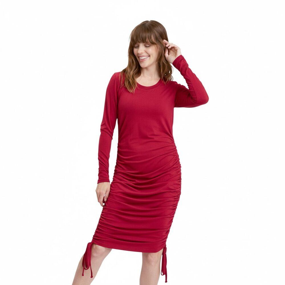 Threads for Thought Elegant Red Ruche Dress Size Large